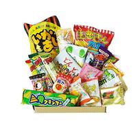 Happy Dagashi Box 20pcs ver.2 Japanese Candy Assortment Umaibo Snack Potato Chip Gumi Squid Chocolate w/ AKIBA KING Sticker
