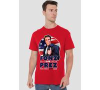 Happy Days Fonz For Prez Unisex T-Shirt, Red | Size: Medium Happy Days Red M