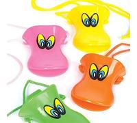 HAPPY DEALS ~ Duck Beak Quacker Whistle | 12 Pack | Bright Colors Novelty Toy with Eyes on Lanyards