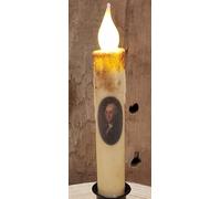 HAPPY DEALS ~ Primitive Timer Taper Candle, 2 PC Set President George Washington, 6.75 H, Battery Operated, Indoor Use