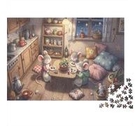 Happy Dinner 1000 Piece Jigsaw Puzzle,Gift Idea,Whimsical Challenge,Stress Relief Little Mouse,Great Gifts,Home Wall Decor,Premium,Adults & Kids 14+ 38x26cm