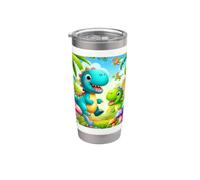 Happy Dinosaur Adventure in a Colourful Jungle Stainless Steel Insulated Tumbler