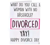 Happy Divorce Asshole Funny Cards - Novelty Swearing Cards for Just Divorced, Divorce Day - PC485