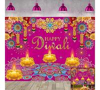 Happy Diwali Backdrop 7X5FT Diwali Photography Background Burning Light Deepavali Backdrop for Indian Festival of Lights Party Decoration Photo Background (210x150cm)