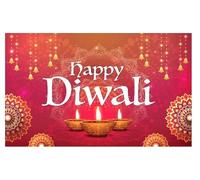 Happy Diwali Backdrop, Colourful Diwali Banner, Diwali Lights, Red Diwali Photo Booth Props, Diwali Background, Polyester material, Diwali Decorations.