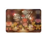 Happy Diwali Day Indian Festival Of Lights Indoor Door Mat 16"X24" Resist Dirt Rug Washable Non Slip Mats Welcome Doormat For Entryway, Front Porch