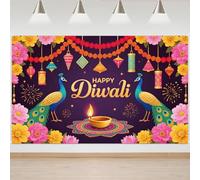 Happy Diwali Decorations for House - 73x43 inch Diwali Backdrop Banner for Home Wall Hanging, Festival of Lights Photo Booth Props, Indian Party Supplies