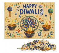 Happy Diwali Greeting Card Colourful Wooden Puzzle for Adults, 500 Pieces