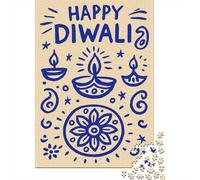 Happy Diwali Greeting Card Jigsaw Puzzle for Adults, 1000 Pieces, 38x26cm/1000pcs, Screen-Free Activity, Evening Leisure And Time at Home