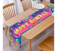 Happy Diwali Table Runner - 12x71 Inch Diwali Party Table Runner Kitchen Dining Table Decoration, Indian Deepawali Festival of Lights Party Decor Supplies for Indoor Outdoor Home
