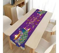 Happy Diwali Table Runner,Happy Diwali Fabric Washable Tablecloth Indian Rangoli Designs for Dining Table & Party Supplies,India Deepawali Festival Place Mats for Diwali Party Kitchen Decoration