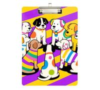 Happy Dogs Party clipboard Physical Therapy Plastic for Personalized clipboards for Teachers Size 9 x 12 Silver