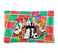 Happy Dogs Party Washable Dog Bed Mat Soft Comfortable Anti-Slip Bottom Pet Kennel Beds for Large Jumbo Medium Small Dogs 36" x 24"