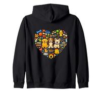 Happy Dogs Pet Lover Heart Shape Doggy Cute Zip Hoodie