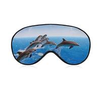 Happy Dolphin Group Sleep Mask Jumping Animal Blindfold for Sleeping Elastic Blackout Eye Mask Cover for Full Night's Sleep Travel and Nap