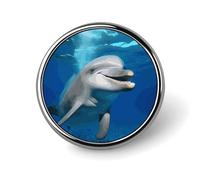 Happy Dolphin Round Aluminum Alloy Pin Badge Lapel Pin