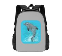 Happy Dolphin Schoolbag Backpack Fashion Bags Dolphin Sea Angel Sea Creatures Ocean Sea Animals Fun Happy Joy Blue