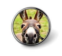 Happy Donkey Badge,Comfort Light in Weight Round Emblem Cute Funny Decor Brooch Smooth Does Not Fade Badges for Hats Jackets Coat Shirt