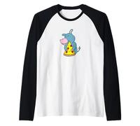 Happy Donkey Hugging Pizza Slice Raglan Baseball Tee