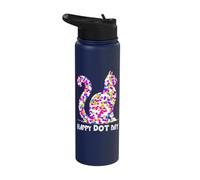 Happy Dot Day Cat Colorful Dots Stainless Steel Insulated Water Bottle