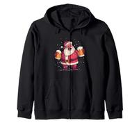 Happy Drunk Santa Claus with Beers Zip Hoodie