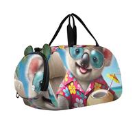Happy Duck Umbrella Splash Travel Duffle Bags Girls Tote Weekend Duffel Overnight Boys Carry on Duffel Bag Sports Dance Bag, Hawaiian Koala Coconut Drink, Classic