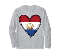 Happy Dutch King's Day Lovely Netherlands Flag Heart Graphic Long Sleeve T-Shirt