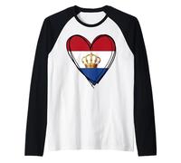 Happy Dutch King's Day Lovely Netherlands Flag Heart Graphic Raglan Baseball Tee