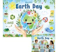 Happy Earth Day Backdrop World Earth Day April 22 Party Photoshoot Background Classroom Every Day is Earth Party Decorations Banner Photo Props (8x6FT(94 x 70 inch))
