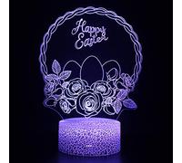 Happy easten 3D Night Light 16 Color Change Lamp Acrylic Flat ABS Base USB Charger Home Decoration Toy Brithday Xmas Kid Children Gift