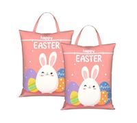 Happy Easter 2Pcs Travel Laundry Bag with Handle, Portable Dirty Washing Bag for Camping Gym Holidays Bunny Eggs Water-Repellent Laundry Tote for Suitcase Luggage