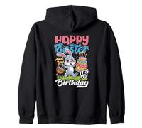 Happy Easter And Yes It's My Birthday Funny Bunny Cake Zip Hoodie