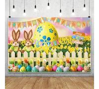 Happy Easter Backdrop Photography Spring Bunny Colorful Eggs Flowers Garden Baby Portrait Photocall Background for Photo Studio
