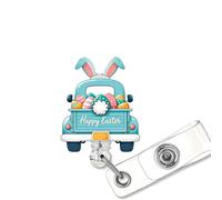 Happy Easter Badge Holder Funny Bunny Ear Car Egg Badge Reel Retractable Easter Day Badge Accessories with Alligator Clips ID Name Tag Spring Summer Badge Reels for Nurse Nursing Medical Assistant
