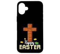 Happy Easter Block Building Brick Builder Jesus Cross Faith Case for iPhone 16 Plus