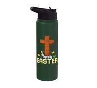 Happy Easter Block Building Brick Builder Jesus Cross Faith Stainless Steel Insulated Water Bottle