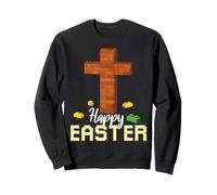 Happy Easter Block Building Brick Builder Jesus Cross Faith Sweatshirt