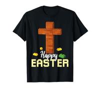 Happy Easter Block Building Brick Builder Jesus Cross Faith T-Shirt