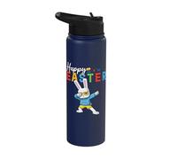 Happy Easter Block Building Dabbing Rabbit Brick Builder Stainless Steel Insulated Water Bottle