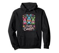 Happy Easter Bunnies Colorful Spring Holiday Rabbit Pullover Hoodie