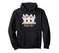 Happy Easter Bunnies Cute Floral Bunny Bow Easter Outfit Pullover Hoodie