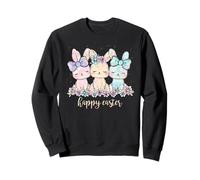 Happy Easter Bunnies Cute Floral Bunny Bow Easter Outfit Sweatshirt