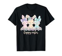 Happy Easter Bunnies Cute Floral Bunny Bow Easter Outfit T-Shirt