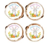 Happy Easter Bunnies - Edible Cupcake Toppers - Vanilla Flavoured Icing Cupcake Decoration - 2 Sizes To Choose From - (30 x 38mm Bunnies)