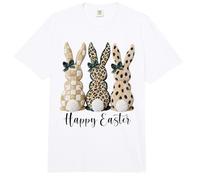 Happy Easter Bunnies Leopard Polka Dots Checkered Pattern Comfort Colors Adult Heavyweight T-Shirt