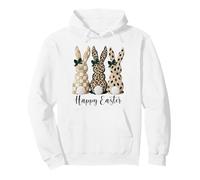 Happy Easter Bunnies Leopard Polka Dots Checkered Pattern Pullover Hoodie