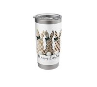 Happy Easter Bunnies Leopard Polka Dots Checkered Pattern Stainless Steel Insulated Tumbler