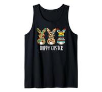 Happy Easter Bunnies Sunflower Leopard Western Graphic Tank Top