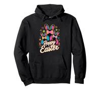 Happy Easter Bunnies Vibrant Spring Holiday Pullover Hoodie