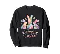 Happy Easter Bunnies Watercolor Pastel Spring Holiday Design Sweatshirt